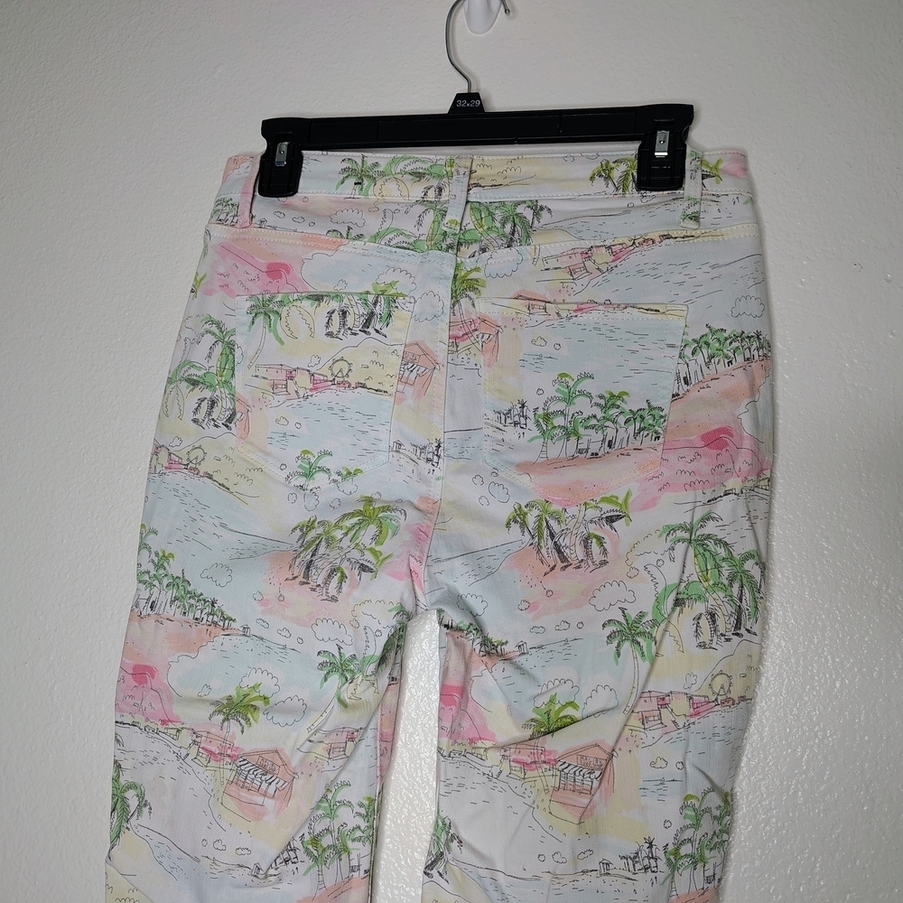 Talbots Flawless Jegging Crop - Coastal Beaches Tropical Print Women Jeans Sz 4P - Picture 10 of 13